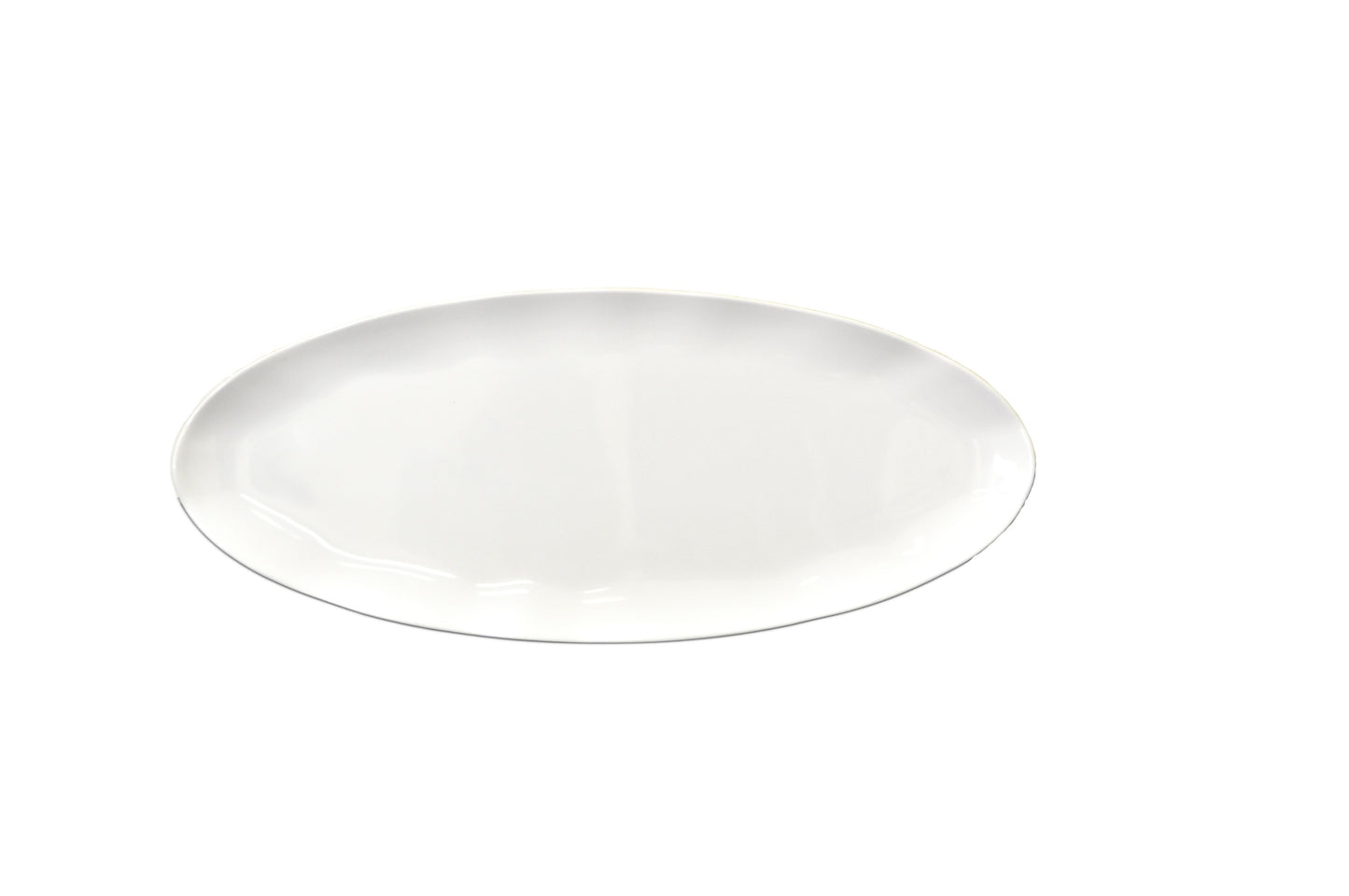 Thunder Group RF2024W 24" X 10" Black Pearl White Melamine Oval Platter - 2/Pack