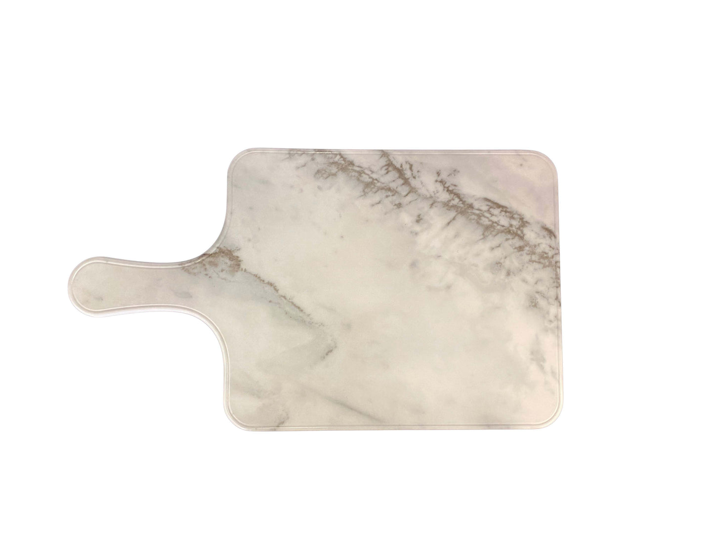 Thunder Group SB608W 8 1/2" x 7" White Shadow Faux Marble Melamine Serving Board with Handle