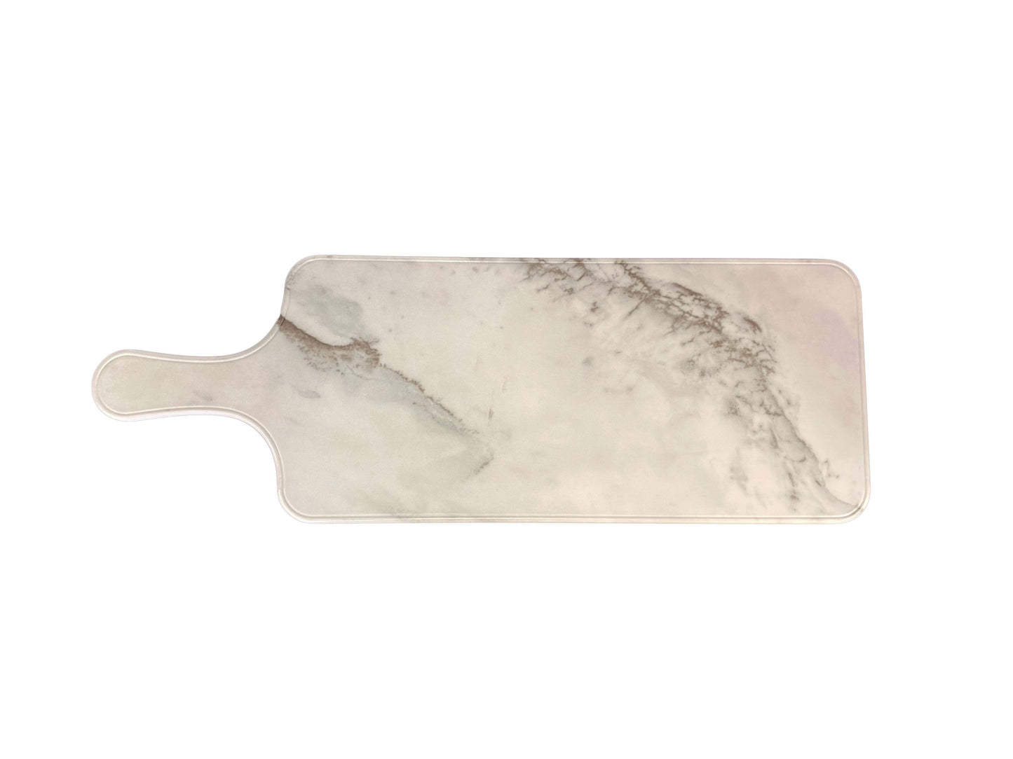 Thunder Group SB612W 12 1/2" x 5 1/2" White Shadow Faux Marble Melamine Serving Board with Handle