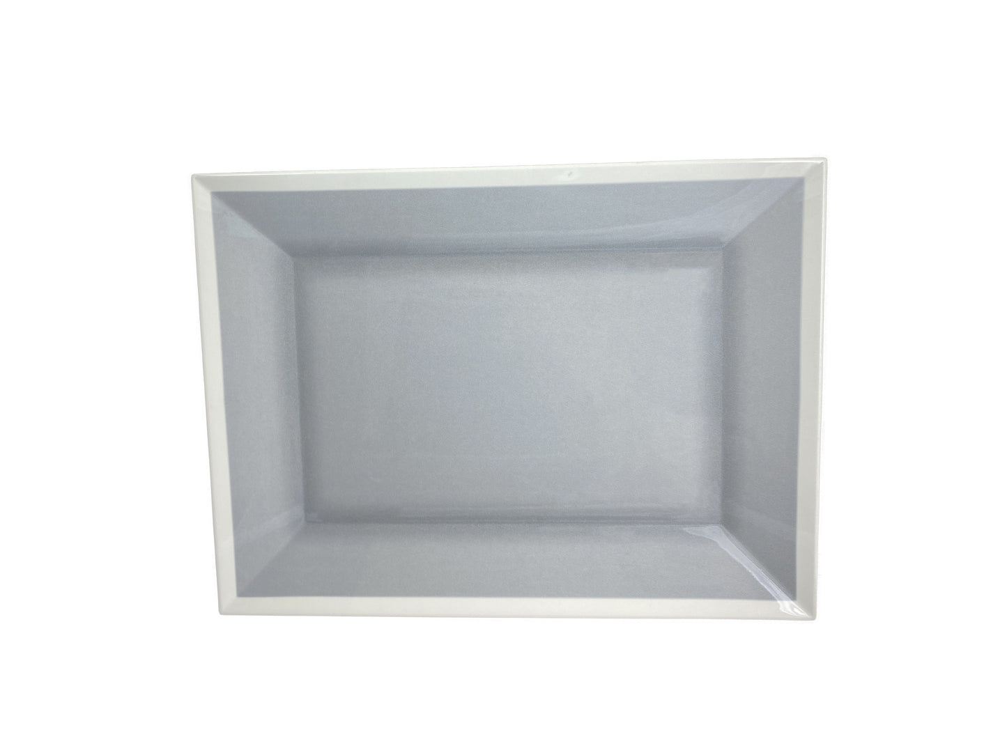 Thunder Group SD3324H Graham 24" x 18" Rectangular Gray Melamine Tray with Ivory Edge