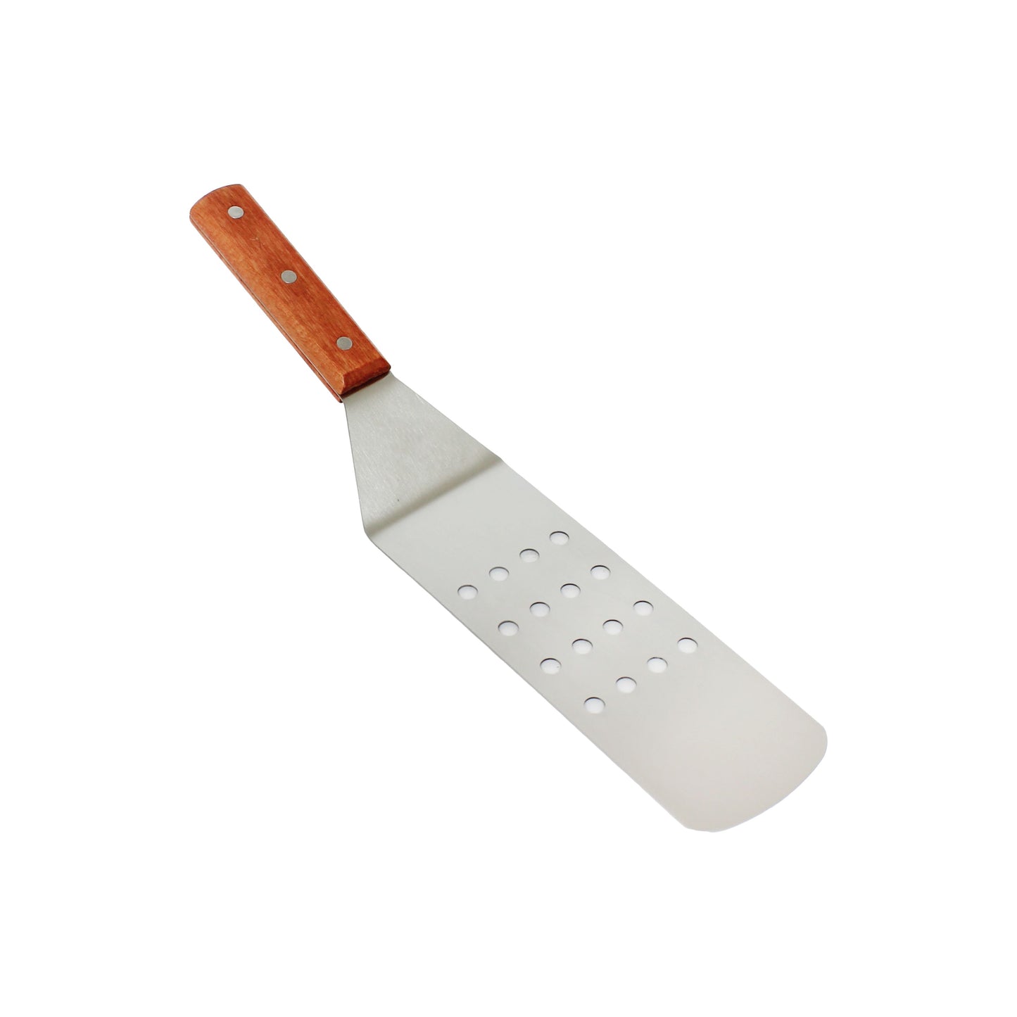 Thunder Group SLTWBT110 14 1/2" Perforated Turner w/ Wood Handle, Stainless Steel