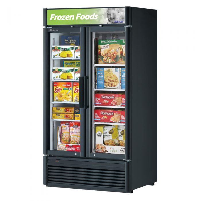 Turbo Air TGF-35SD-N 39 1/2" Two Section Display Freezer w/ Swing Doors - Bottom Mount Compressor, Black, 115v