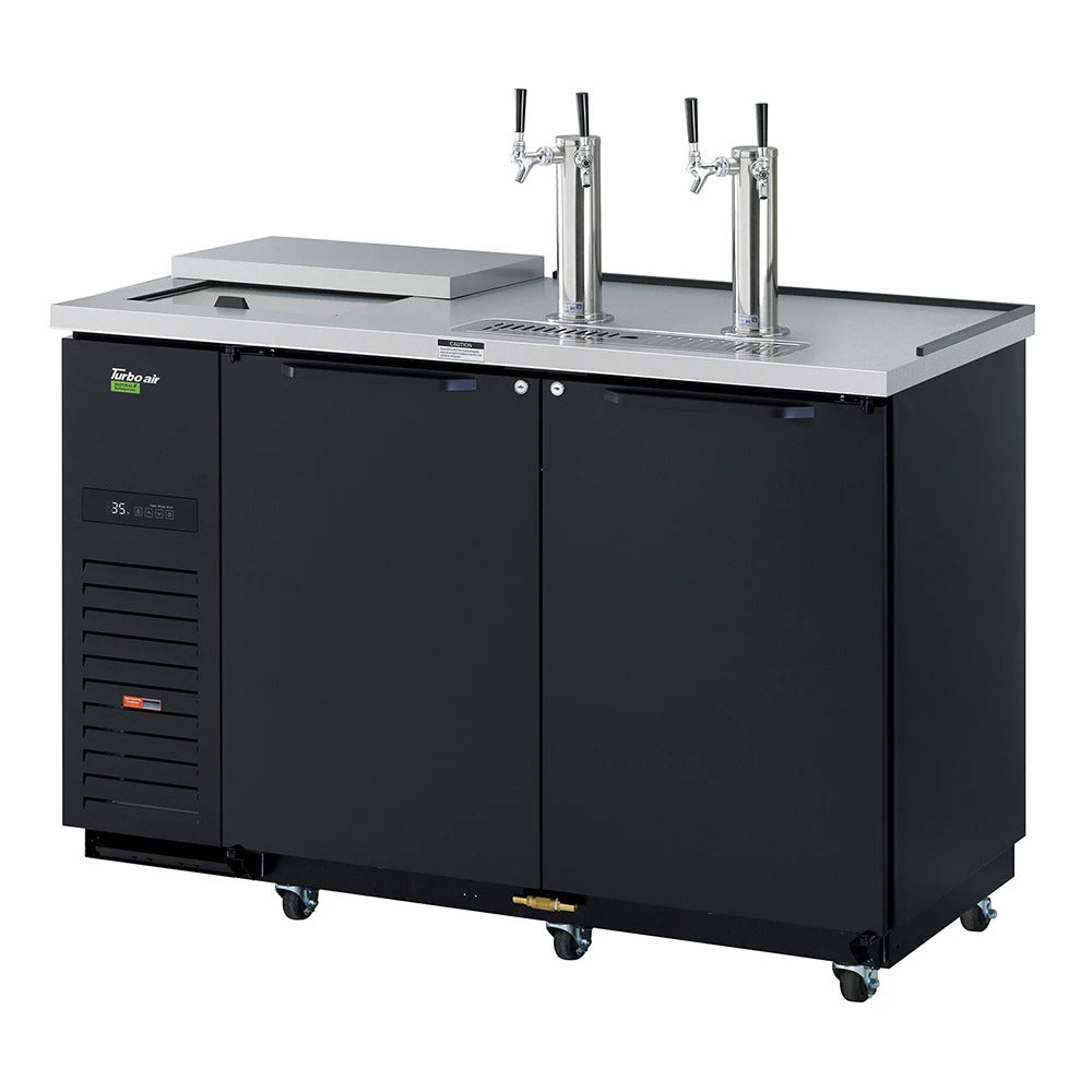 Turbo Air TCB-2SBD-N6 58 7/8" Kegerator Beer Dispenser w/ (2) 1/2 Keg Capacity - (2) Columns, Black, 115v