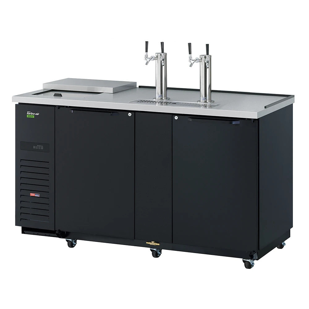 Turbo Air TCB-3SBD-N6 69 1/8" Kegerator Beer Dispenser w/ (3) 1/2 Keg Capacity - (2) Columns, Black, 115v
