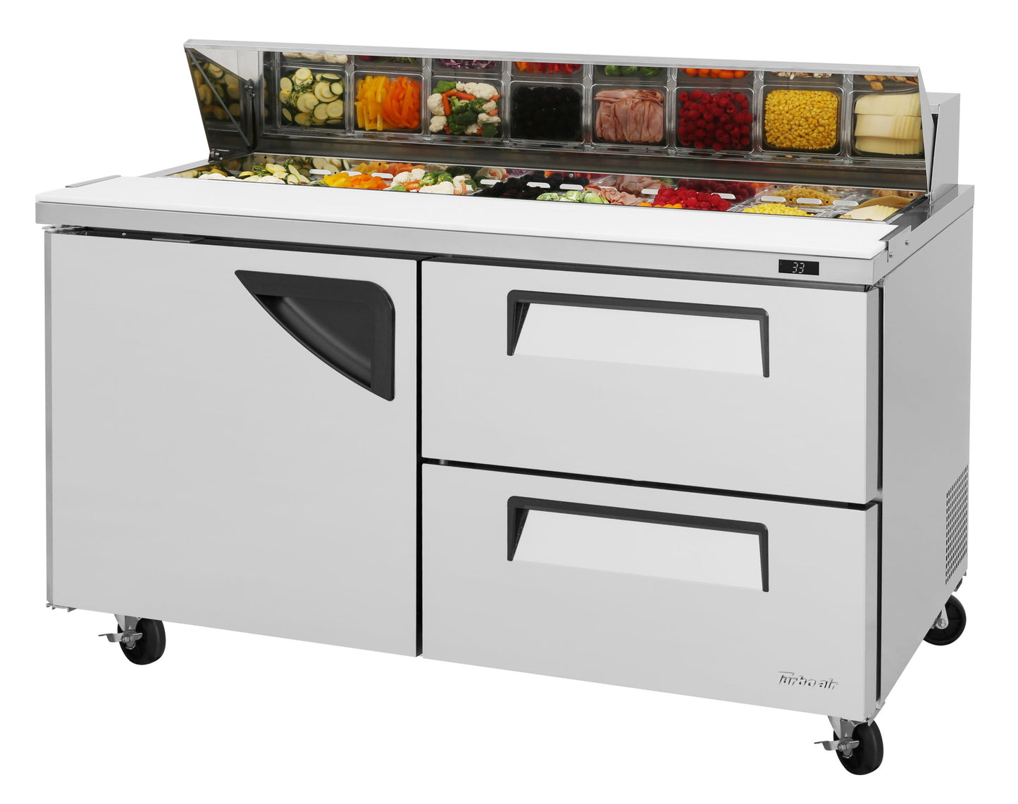 Turbo Air TST-60SD-D2-N 60 1/4" Super Deluxe Sandwich/Salad Prep Table w/ Refrigerated Base, 115v