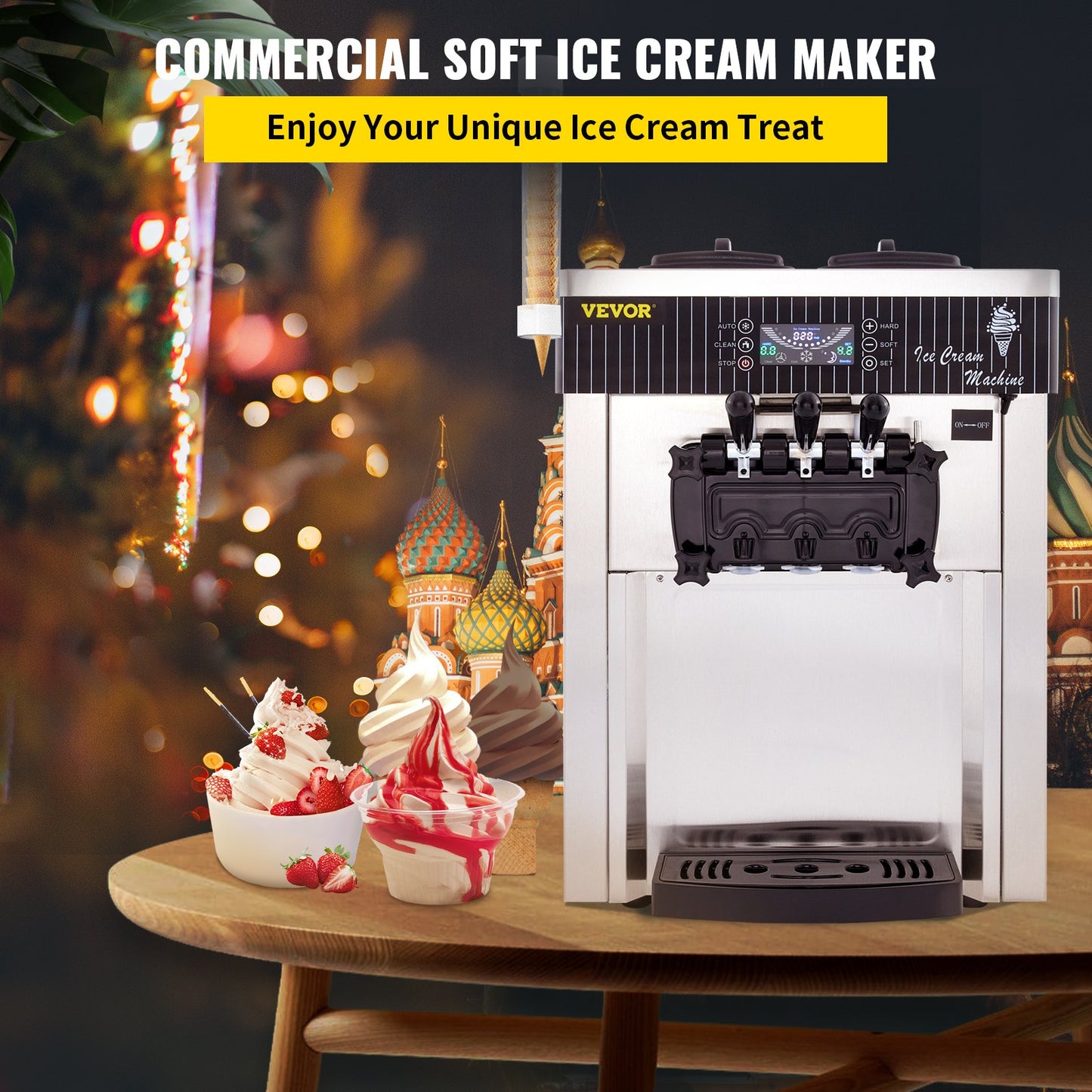 VEVOR YKF-8218T Commercial Ice Cream Machine 5.3 to 7.4Gal per Hour Soft Serve