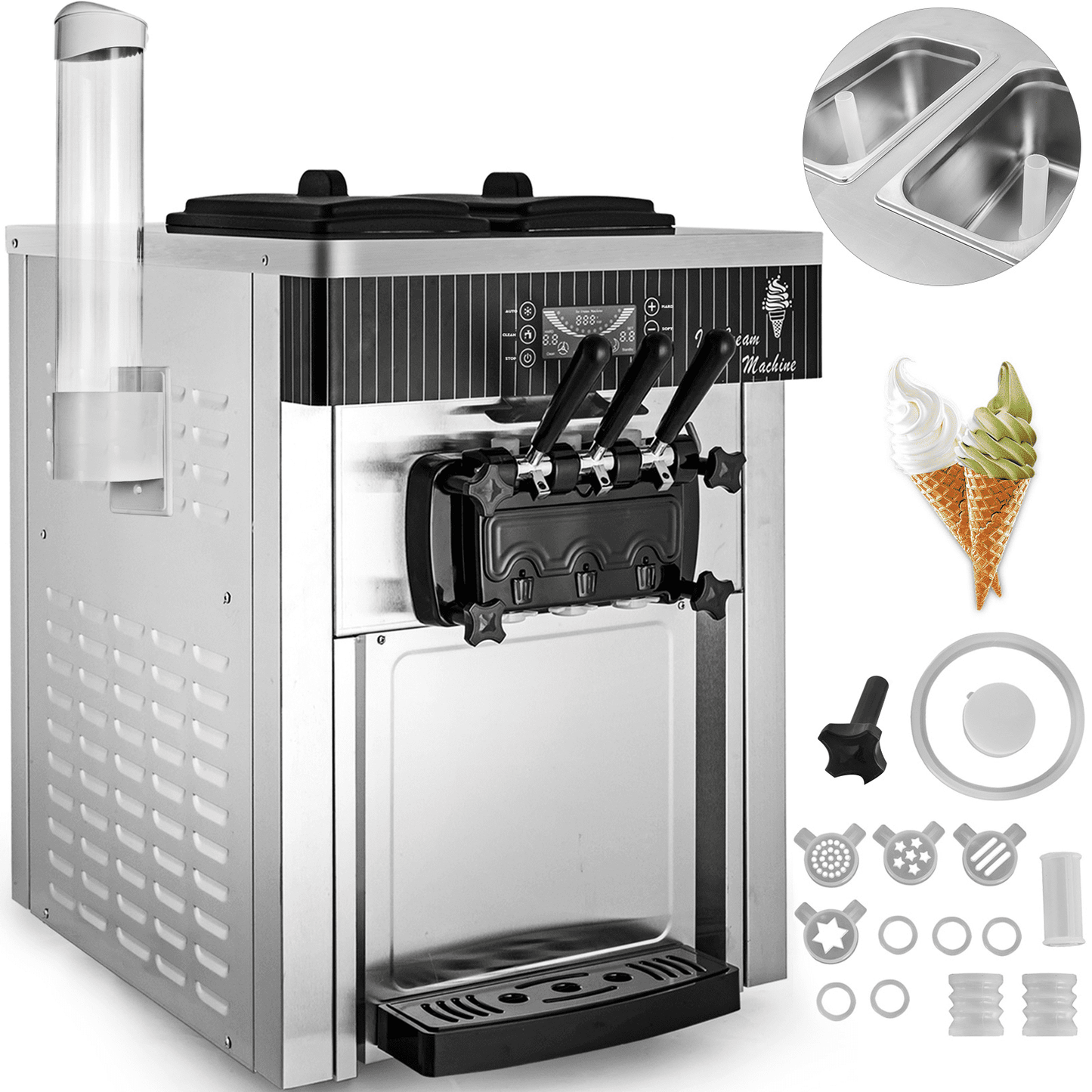 VEVOR YKF-8218T Commercial Ice Cream Machine 5.3 to 7.4Gal per Hour Soft Serve