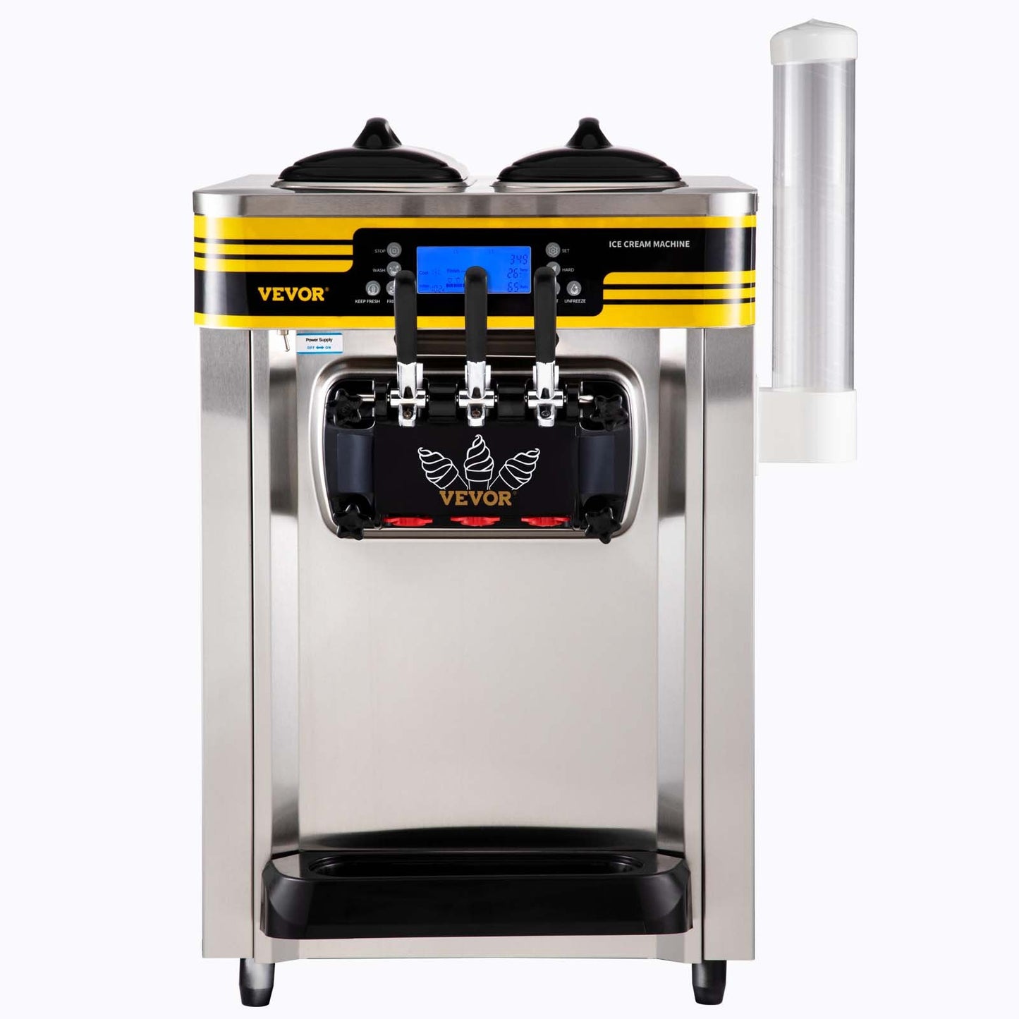 VEVOR BJH288SR2JB-Y Commercial Countertop Ice Cream Maker 5.8-7.9 Gal / 22-30 L per Hour 110V / 60Hz; 2350W