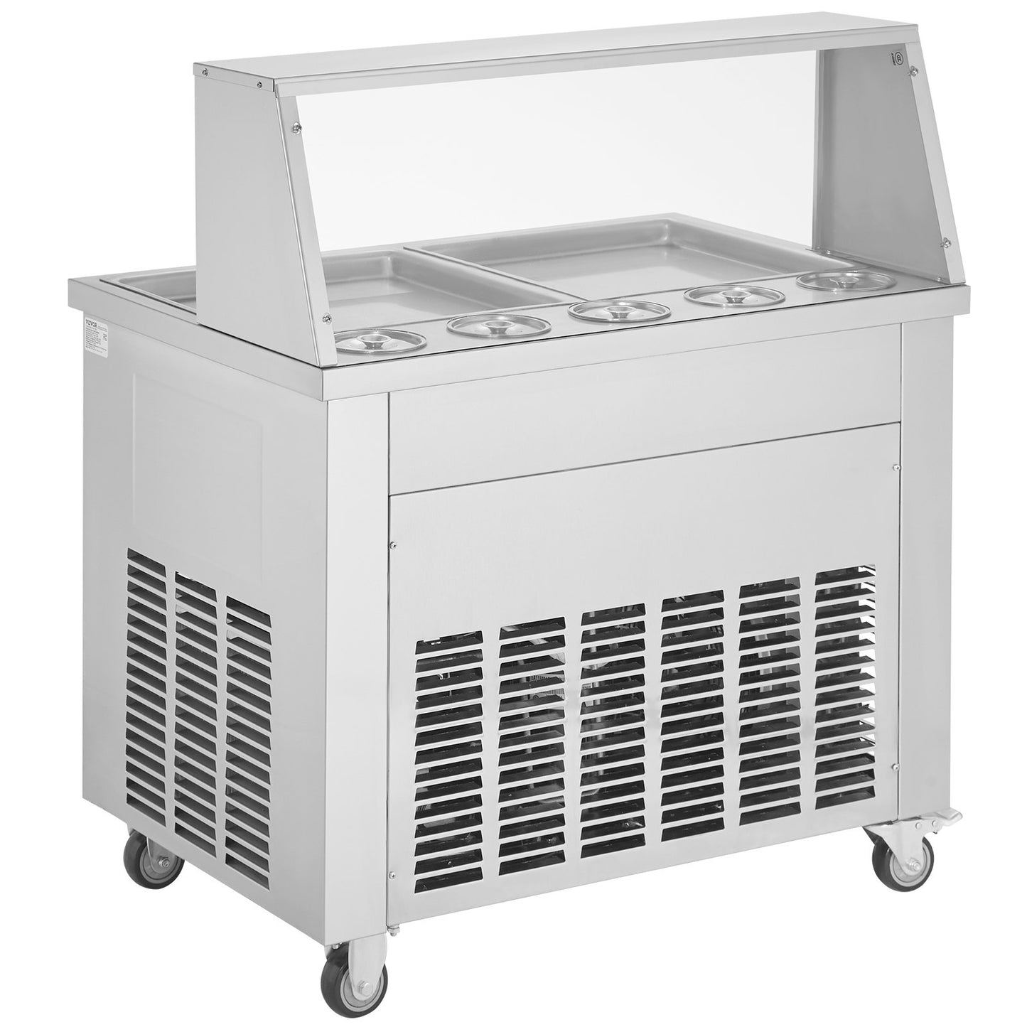 VEVOR CBJF-2D5B Commercial Fried Ice Cream Roll Machine, 2Pcs 13.8" x 13.8" Square