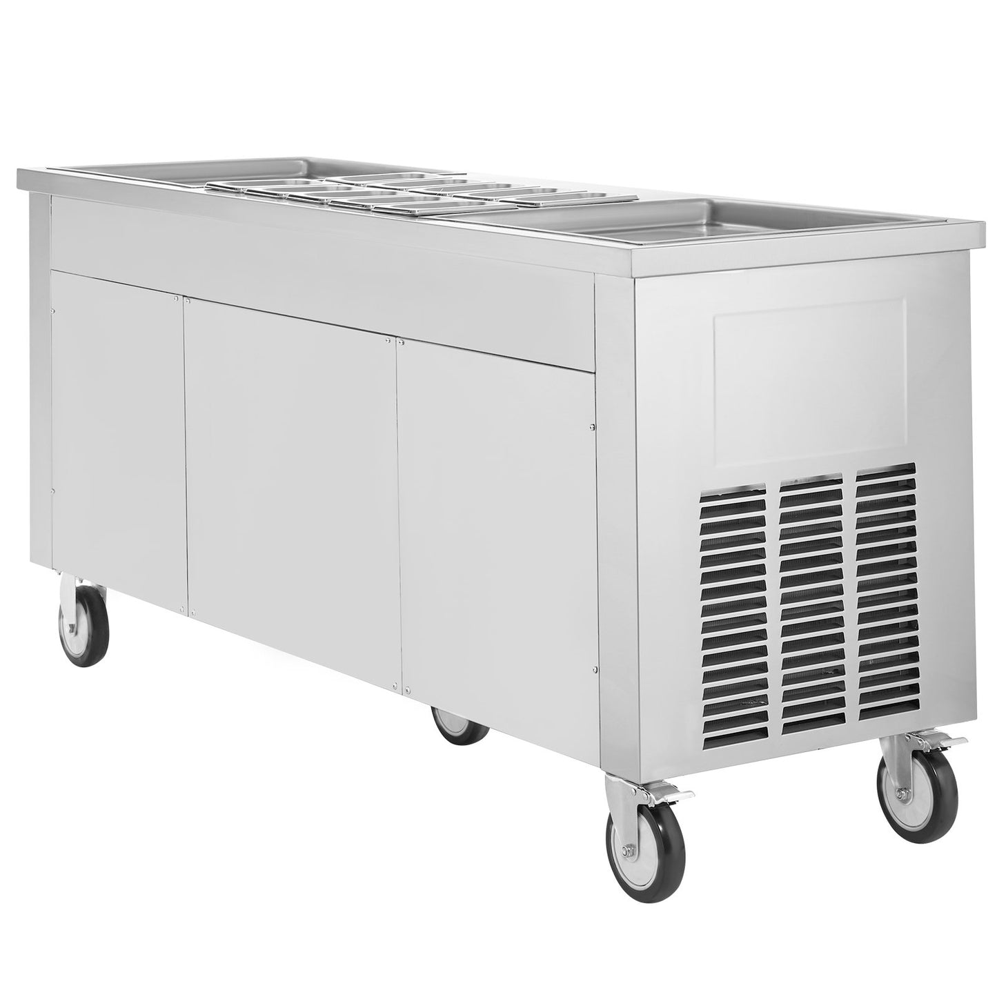 VEVOR CBJF-2D10A Commercial Fried Ice Cream Roll Machine, 2Pcs 17.7" x 17.7" Square