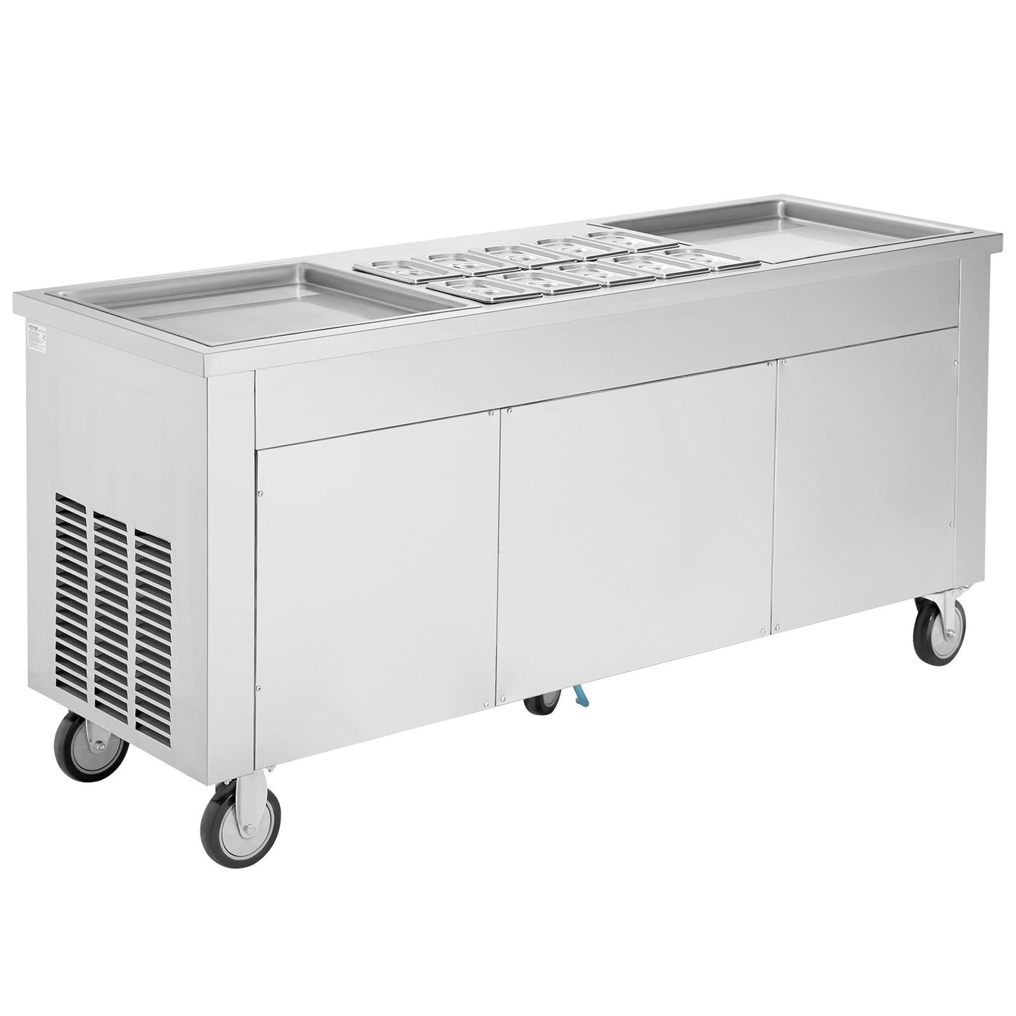 VEVOR CBJF-2D10A Commercial Fried Ice Cream Roll Machine, 2Pcs 17.7" x 17.7" Square