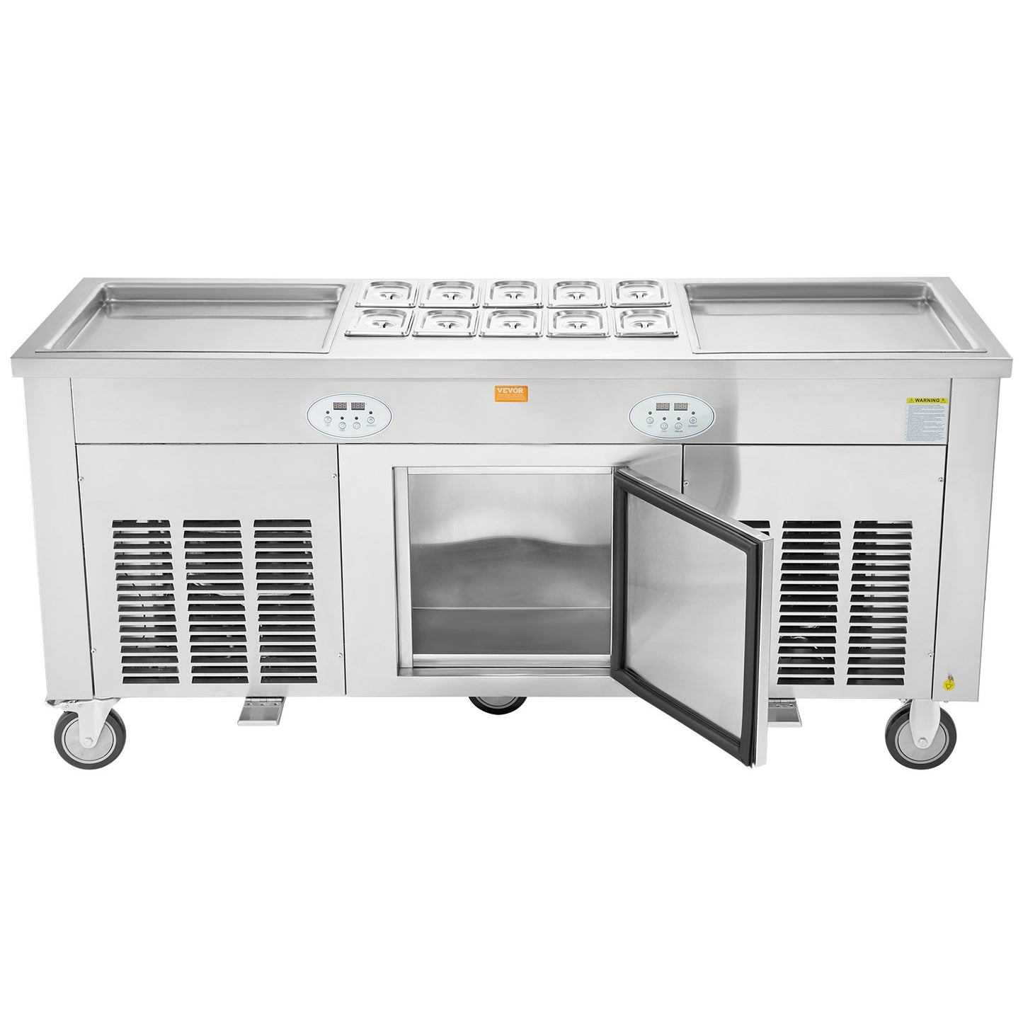 VEVOR CBJF-2D10A Commercial Fried Ice Cream Roll Machine, 2Pcs 17.7" x 17.7" Square
