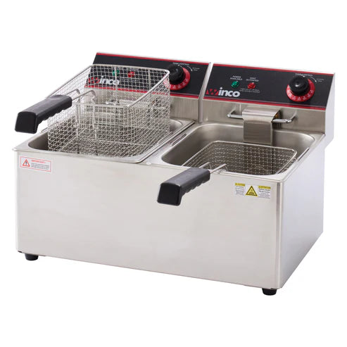 Winco EFT-32 Countertop Electric Fryer - (2) 16 lb Vats, 120v