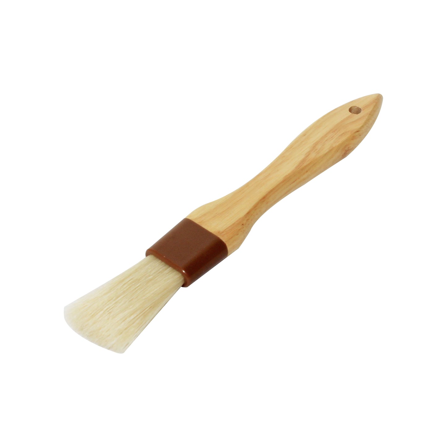 Thunder Group WDPB001 1" Flat Pastry Brush - Boar Bristles, Brown Plastic Ferrule, Wood Handle