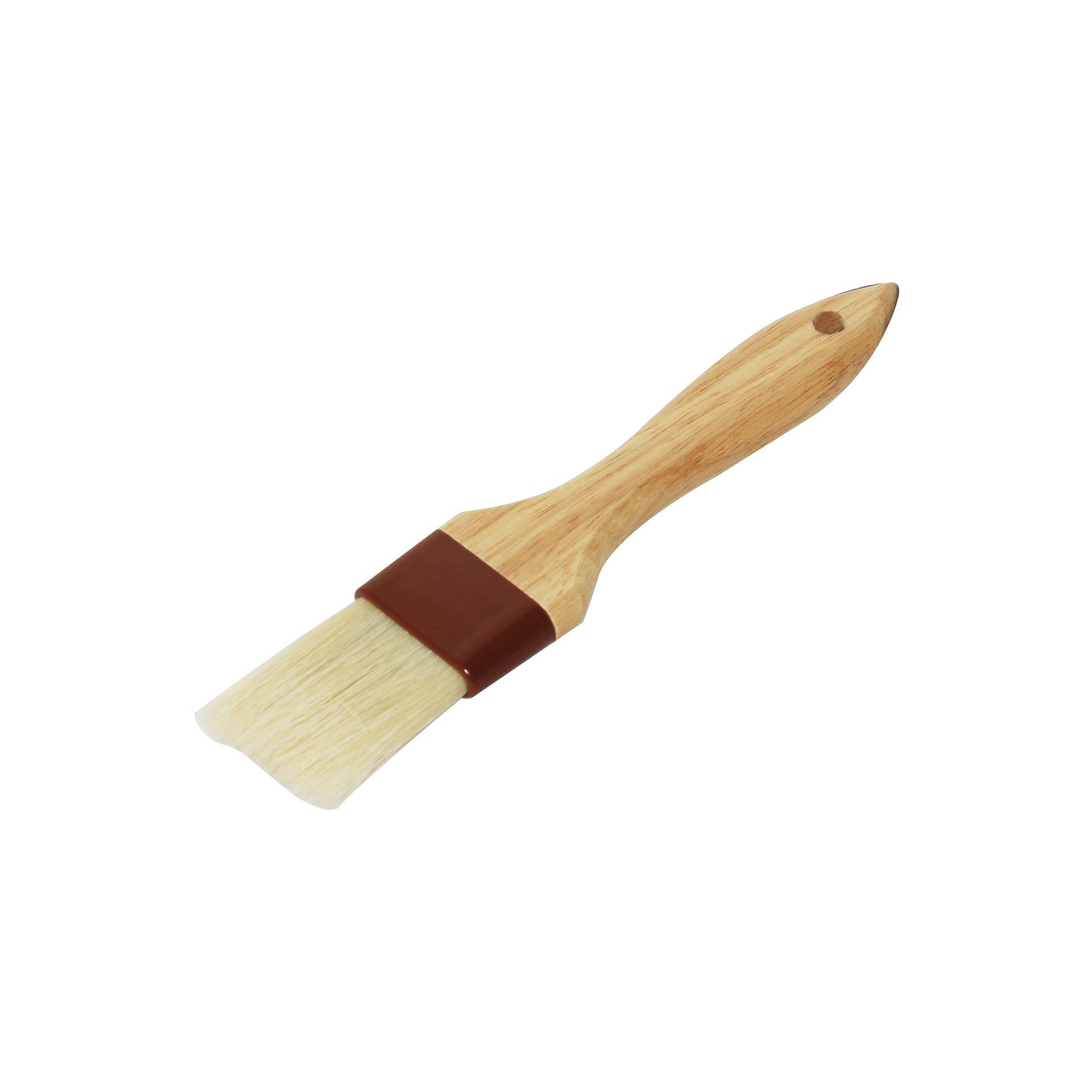 Thunder Group WDPB002 1 1/2" Flat Pastry Brush - Boar Bristles, Brown Plastic Ferrule, Wood Handle