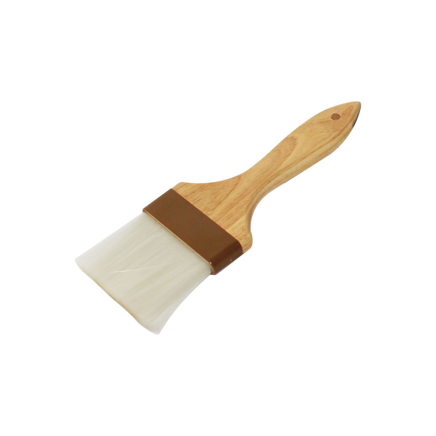 Thunder Group WDPB004N 3" Flat Pastry Brush - Nylon Bristles, Brown Plastic Ferrule, Wood Handle
