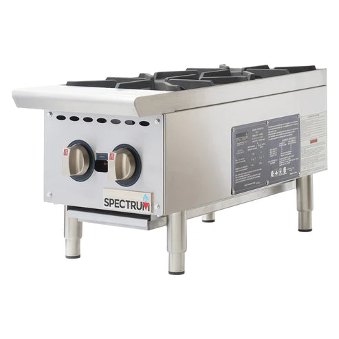 Winco NGHP-2 12" Gas Hotplate w/ (2) Burners & Manual Controls, Convertible